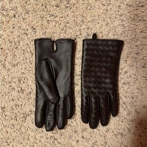 Bottega Veneta Inspired Dark Brown Leather Gloves Size Small